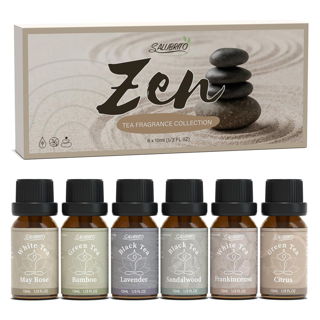 SALUBRITO Zen Fragrance Oil Set – Tea Essential Oils for Diffuser, Candle & Soap Making