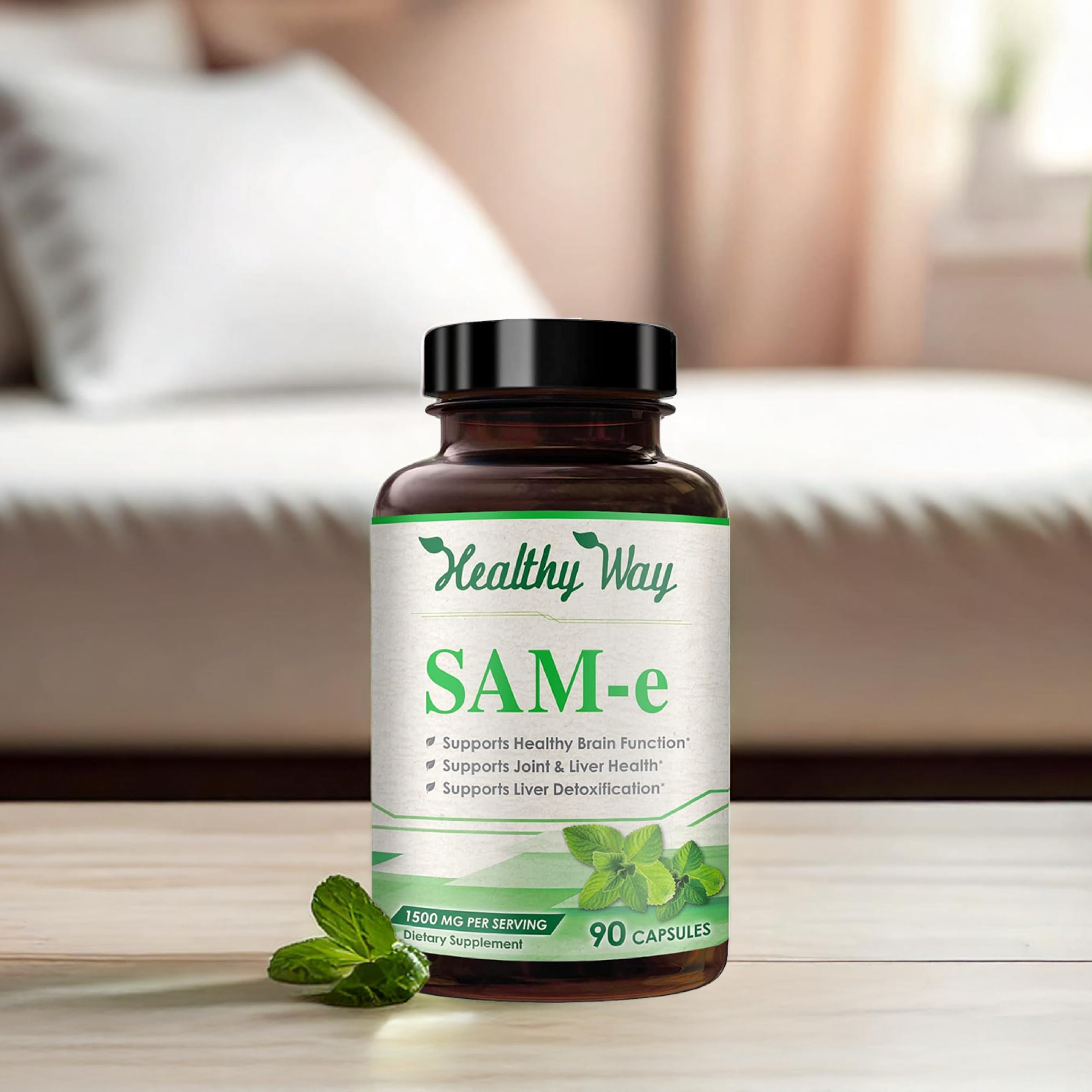 HealthyWayRx 1500mg SAM-e Supplement | High-Absorption S-Adenosyl-L-Methionine (90 Count)