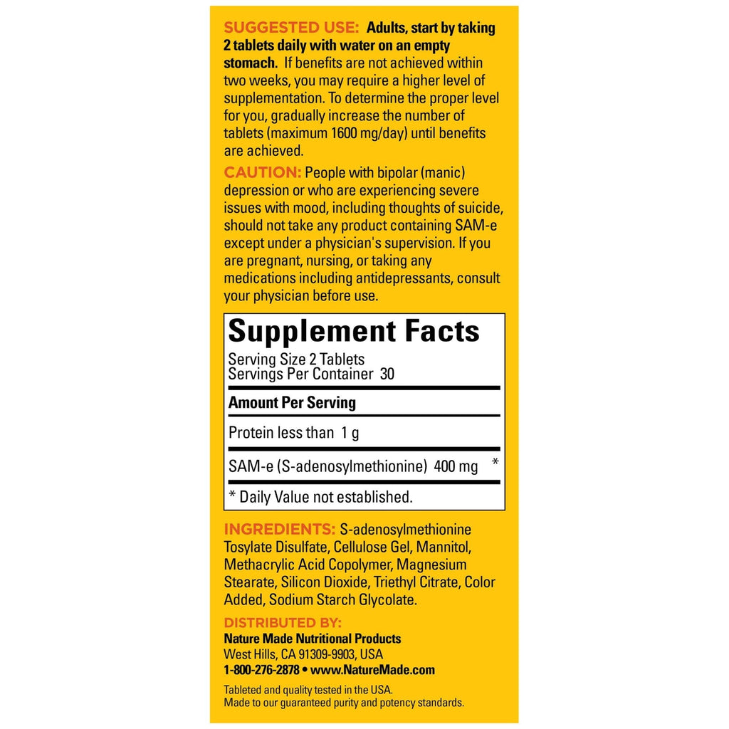 SAM-e Complete 200 mg Tablets - 60 Count | Supports a Healthy Mood