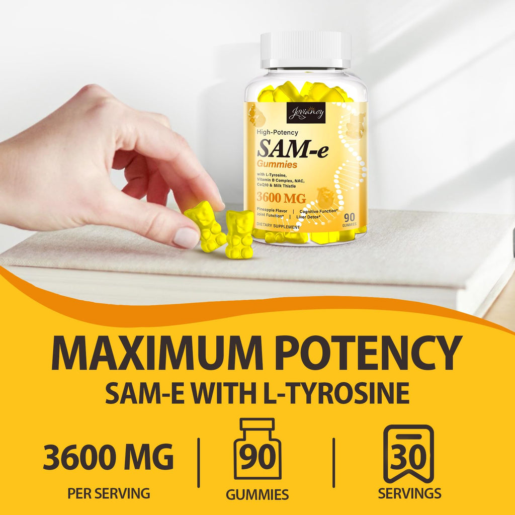 SAM-e Gummies with L-Tyrosine & NAC – Pineapple, 180 Gummies | Vegan