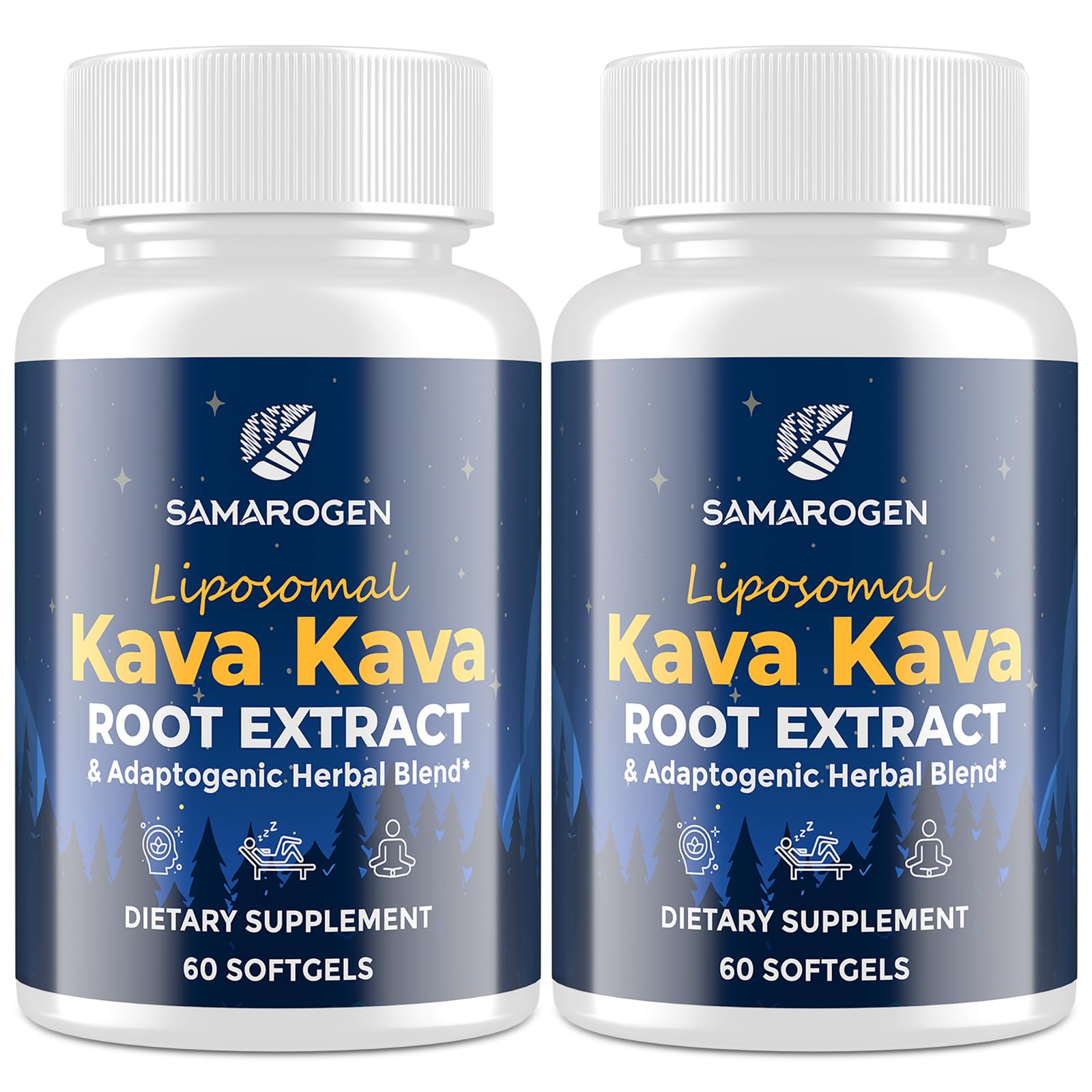 Samarogen Kava Kava Capsules — Liposome 55% Kavalactones with Ashwagandha & Sleep Support (120 Softgels)