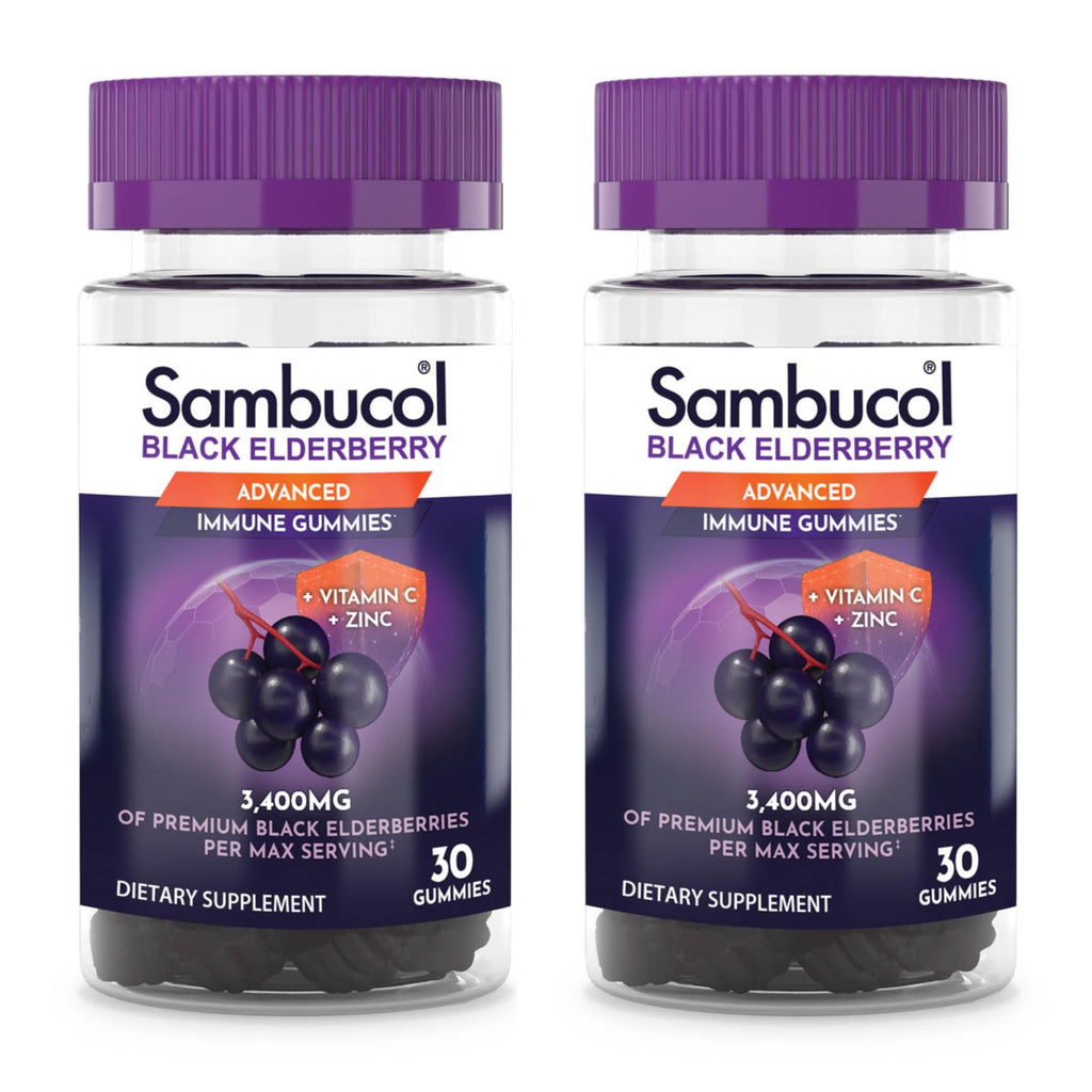 Sambucol Black Elderberry Gummies with Vitamin C & Zinc – 30 Count, 2 Pack
