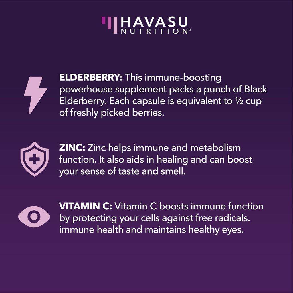Sambucus Black Elderberry Capsules - Immune Support (400mg) - 60 Count - Vegetarian-Friendly, Non-GMO, Unflavored