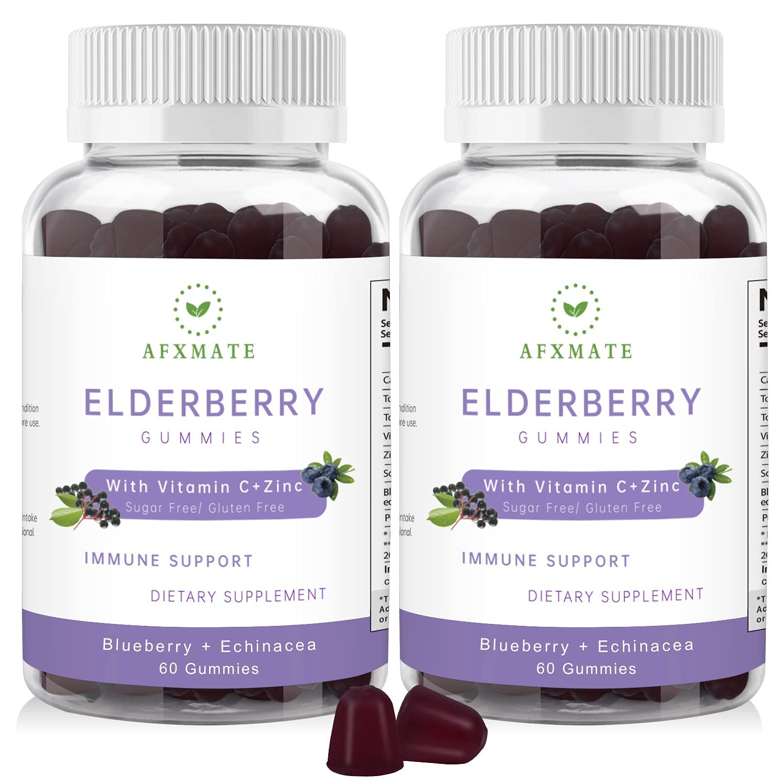 Sambucus Elderberry Gummies with Zinc & Vitamin C – Sugar Free Immune Support (2-Pack)