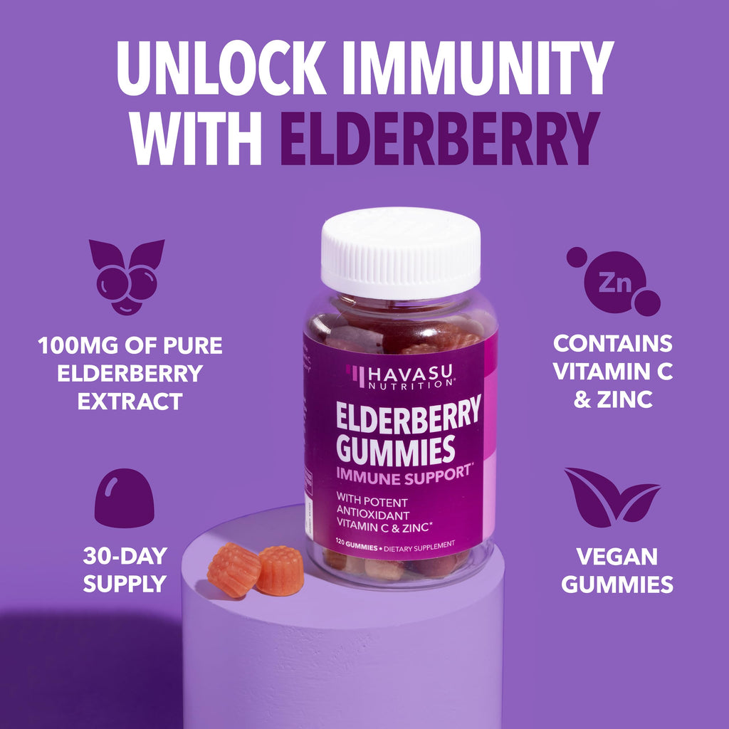 Sambucus Elderberry Gummies for Adults - Immune Support Supplement with Vitamin C and Zinc - Enhanced Formula for Daily Defense - 120 Count, 2 Month Supply, Berry Flavor - Convenient Wellness