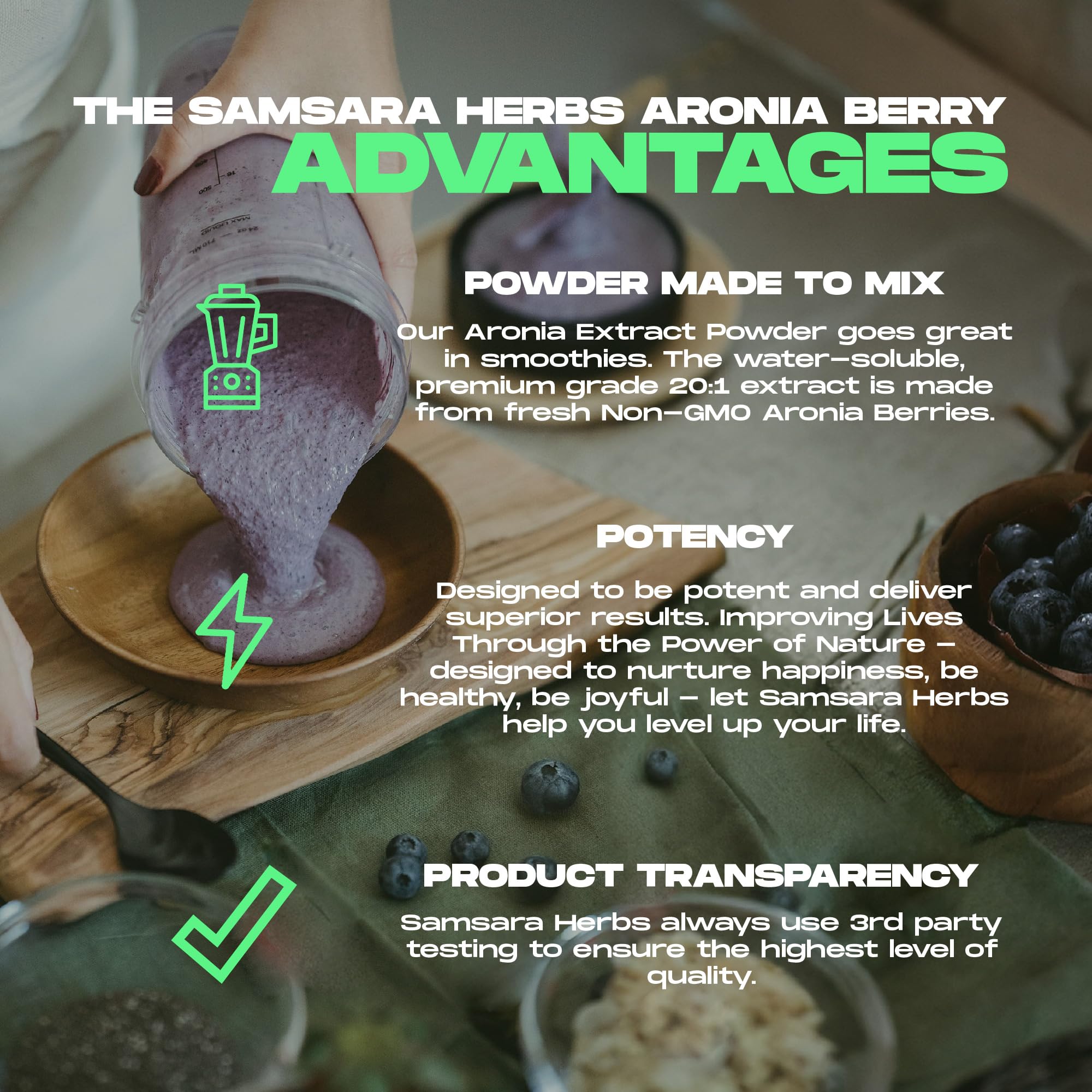 Samsara Herbs Aronia Berry 20:1 Extract Powder (16oz/454g) – Antioxidant & High ORAC