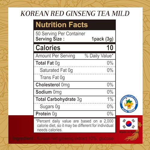 SAMSIDAE Korean Panax Red Ginseng Instant Tea – 50 Sachets | Boost Circulation, Memory & Energy