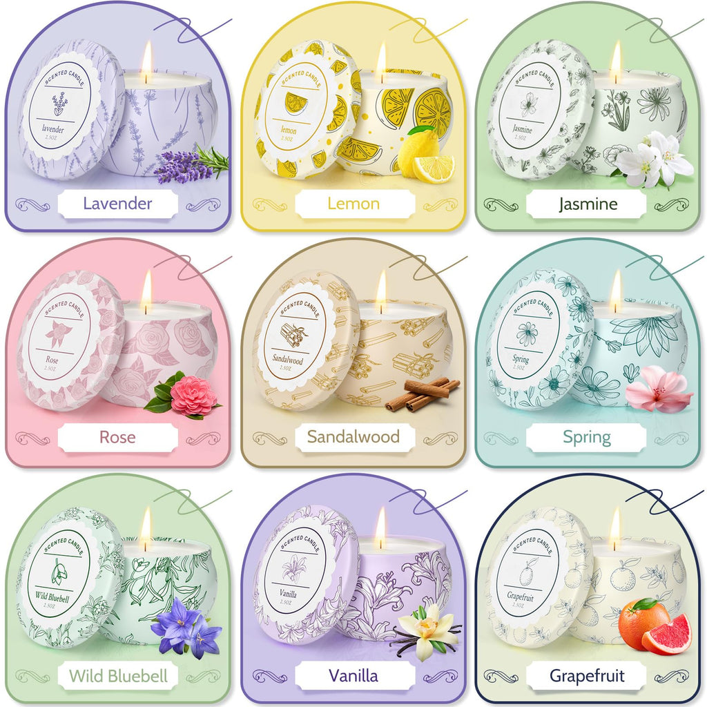 WarmEmbrace Scented Candles – 9-Piece Gift Set, Long-Lasting