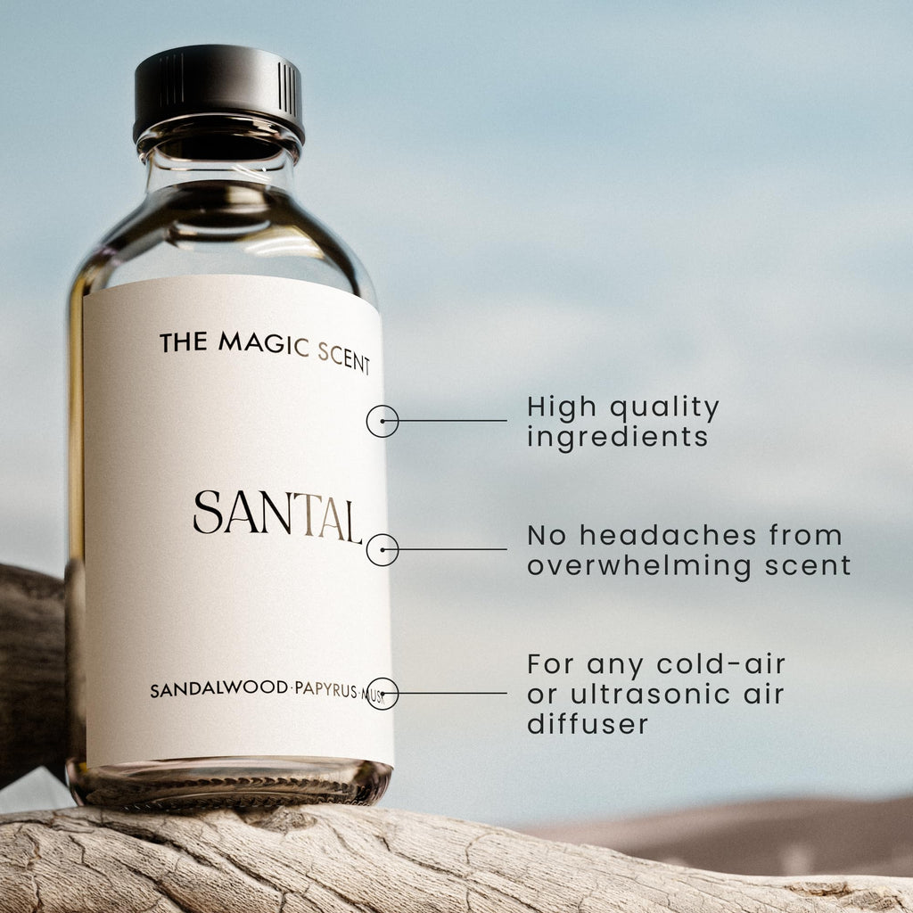 The Magic Scent Santal Diffuser Oil – Fragrance Oil for Diffusers | Sandalwood, Musk & Cardamom | 16.9 fl oz (500 mL) | Cold-Air & Ultrasonic