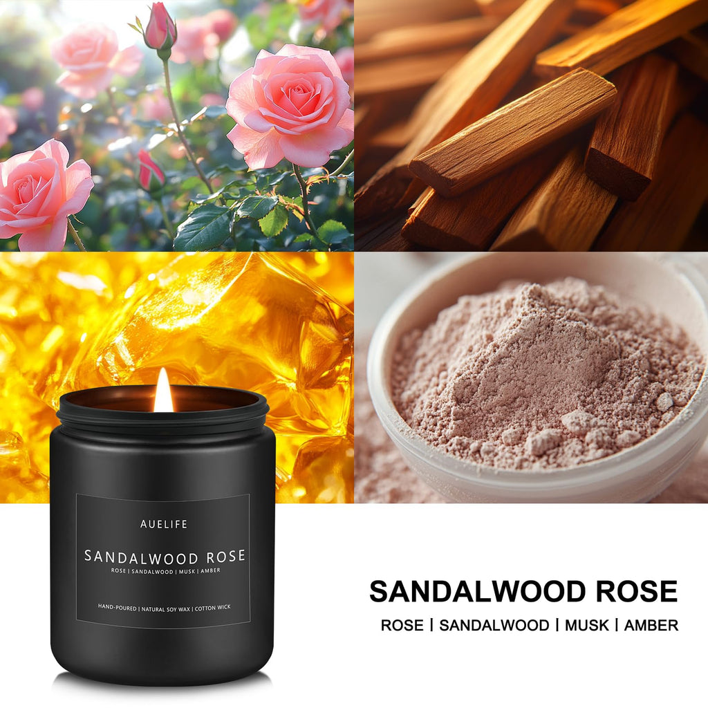 Sandalwood Rose Candle – Soy Scented Home Fragrance & Gift
