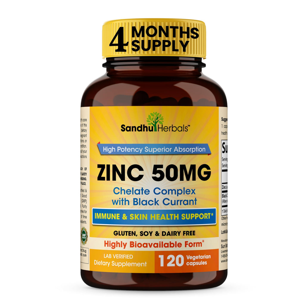 Zinc Supplements for Men and Women – Zinc 50mg with Black Currant | 120 Vegetarian Capsules | Immune Support & Skin Health