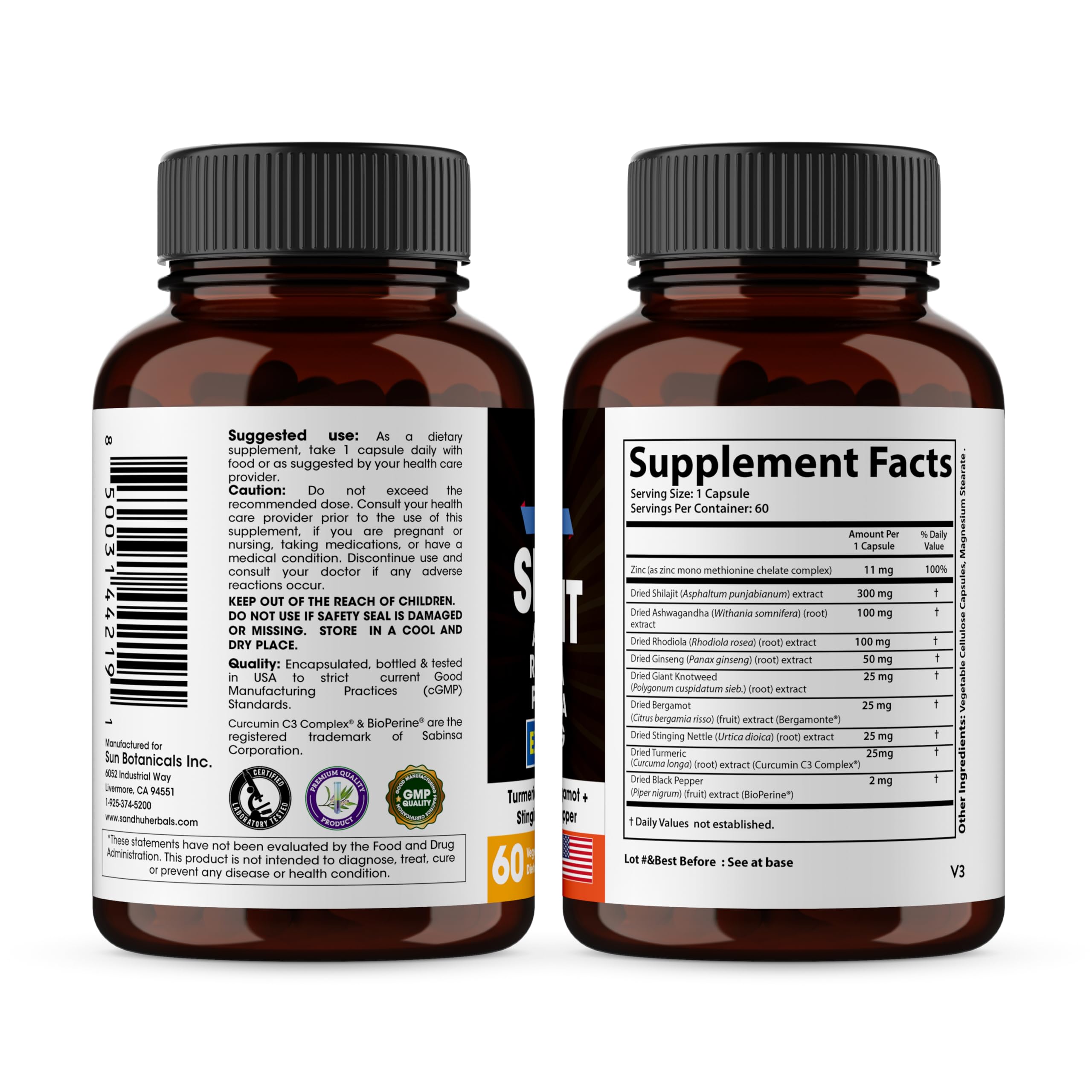 SANDHUHERBALS Shilajit Capsules for Men & Women | Himalayan Shilajit with Ashwagandha | High Potency Energy & Wellness | 2 Months Supply + Sea Moss Combo