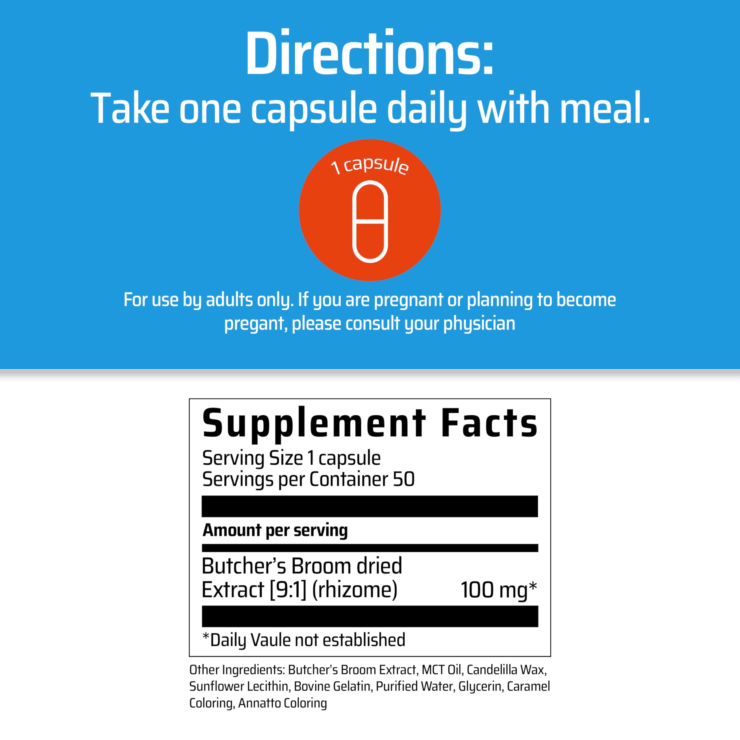 Sanhelios Circu Caps Higher Dose 900mg Butcher's Broom Extract - 2 Pack | Circulation & Vein Support