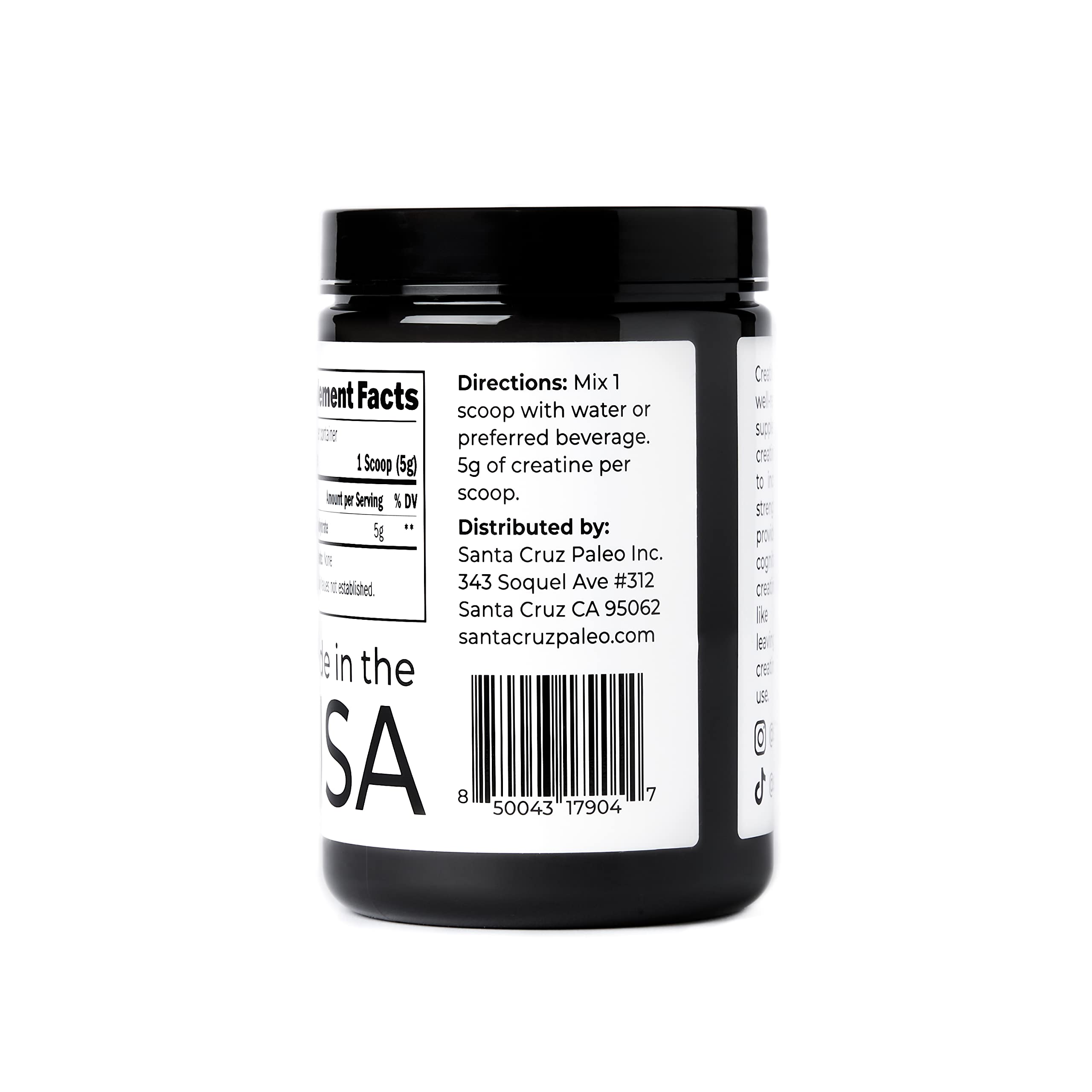 Santa Cruz Paleo Creatine Monohydrate Powder – Unflavored, 80 Servings, 400 g