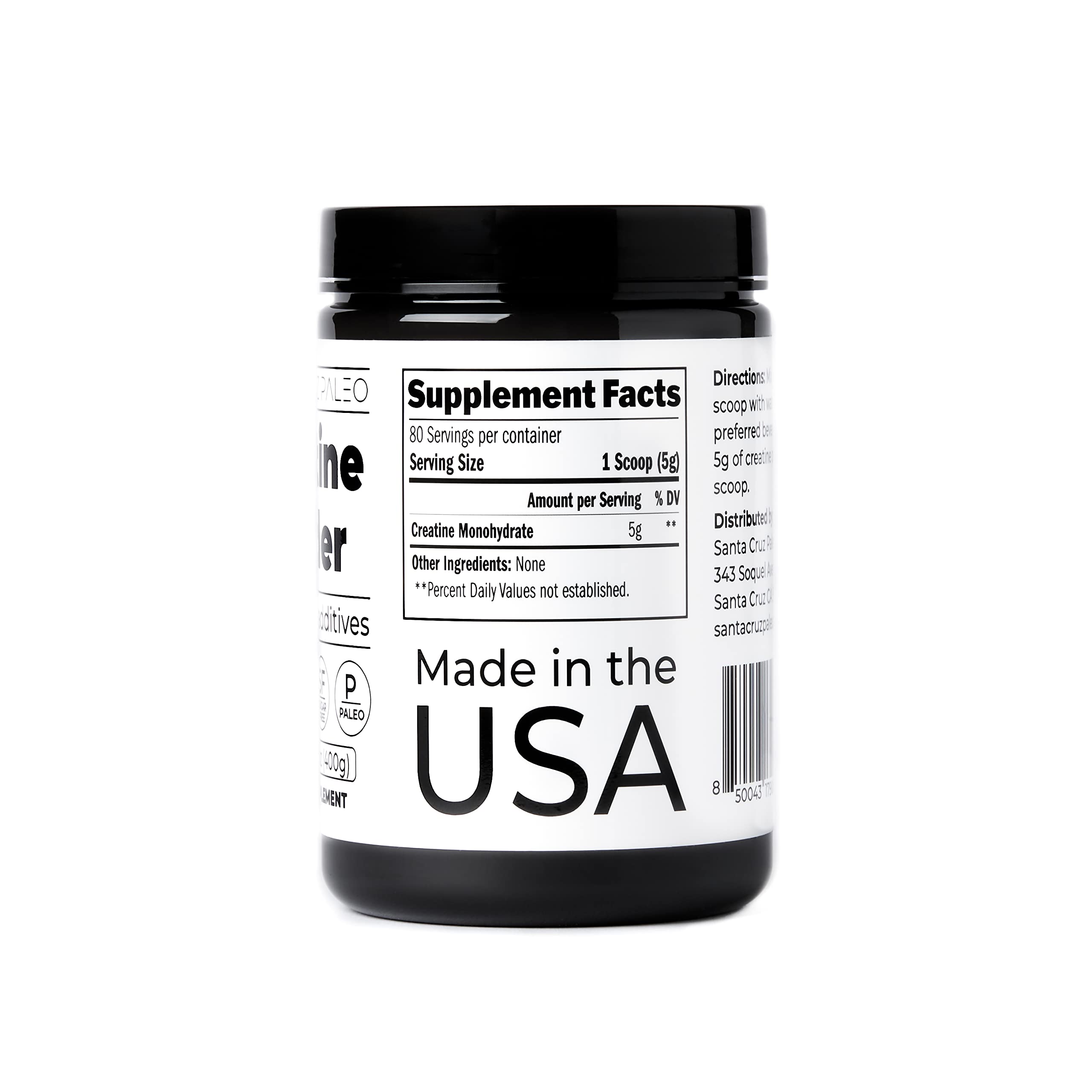 Santa Cruz Paleo Creatine Monohydrate Powder – Unflavored, 80 Servings, 400 g
