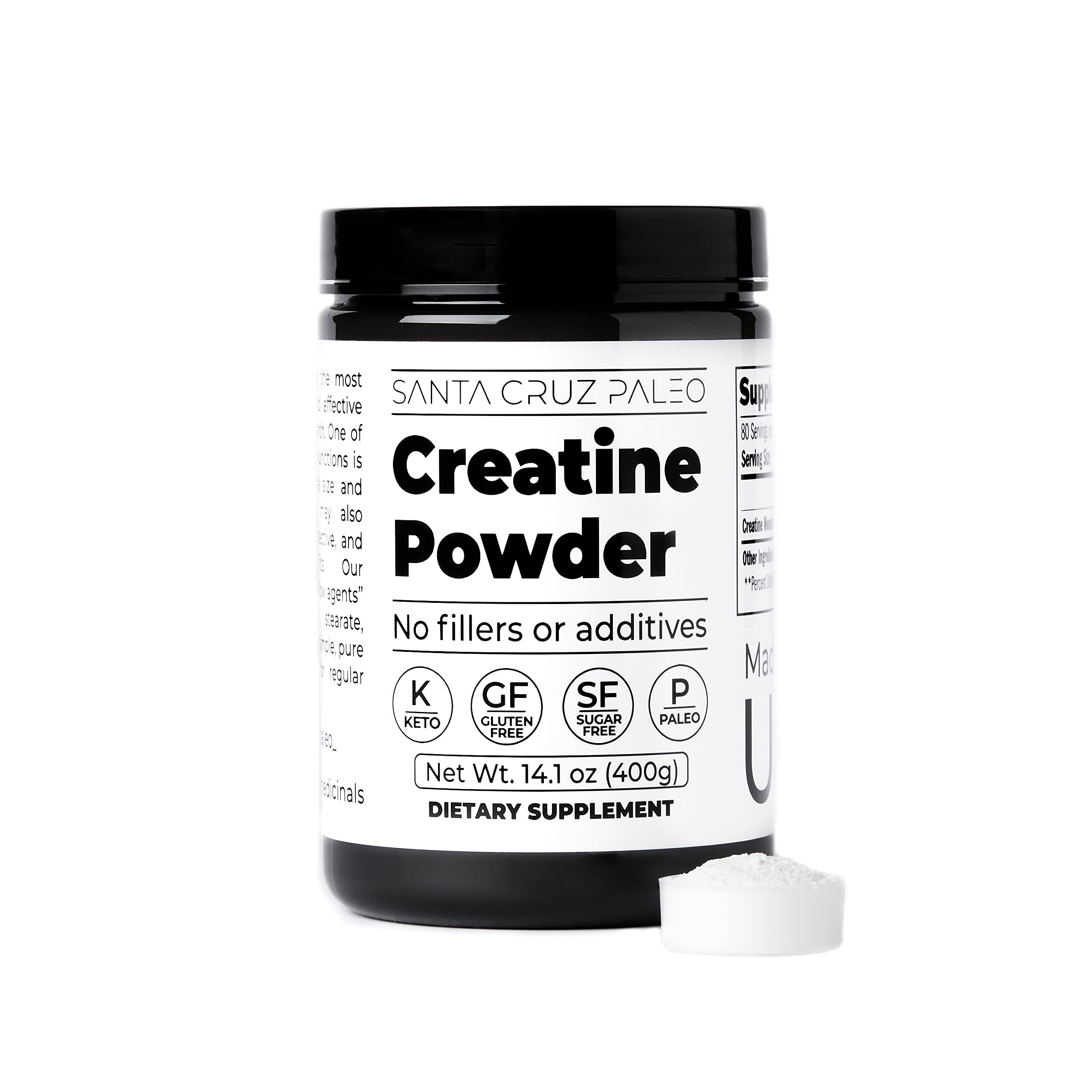 Santa Cruz Paleo Creatine Monohydrate Powder – Unflavored, 80 Servings, 400 g