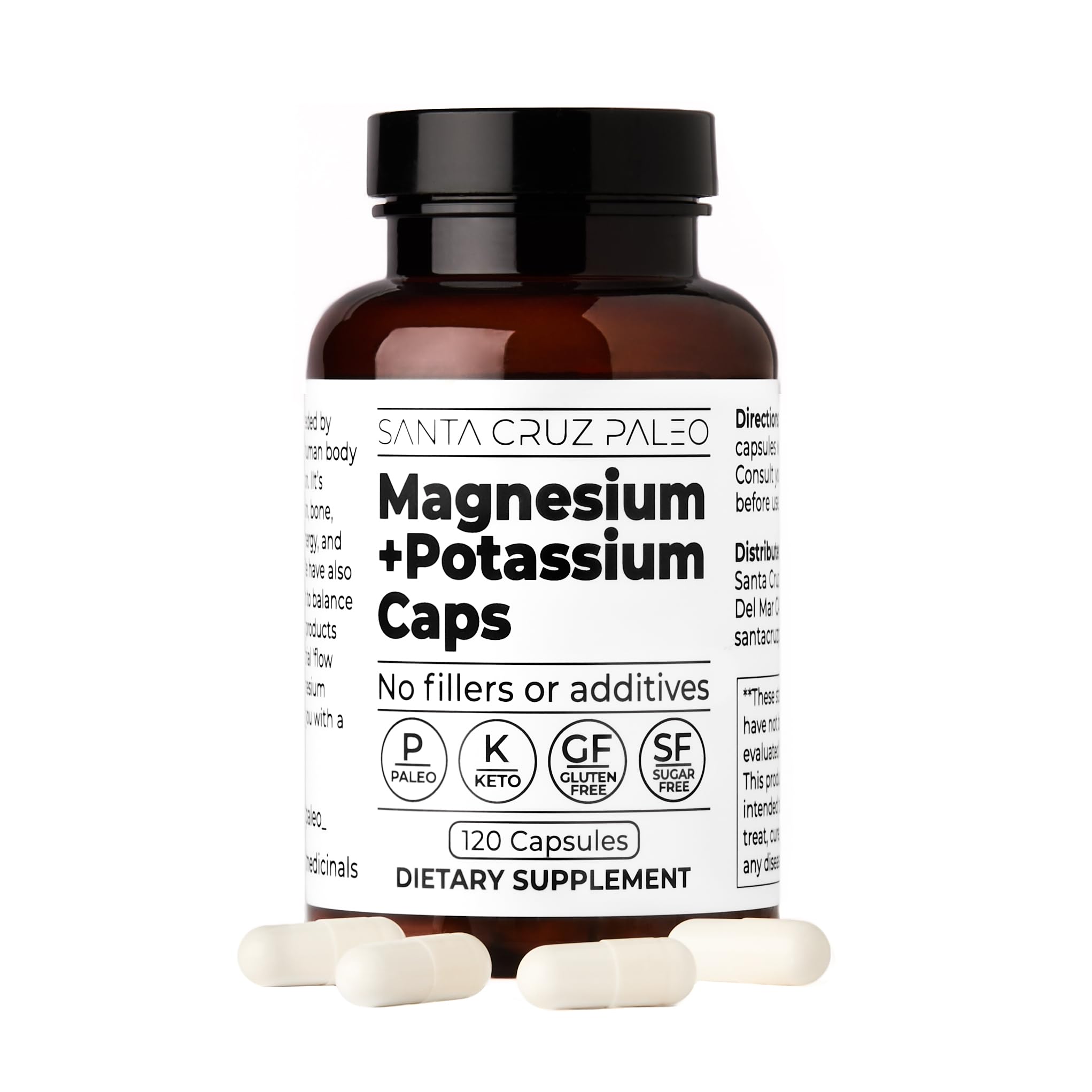 Santa Cruz Paleo Magnesium + Potassium Caps - 120 Caps | Gluten Free, Keto