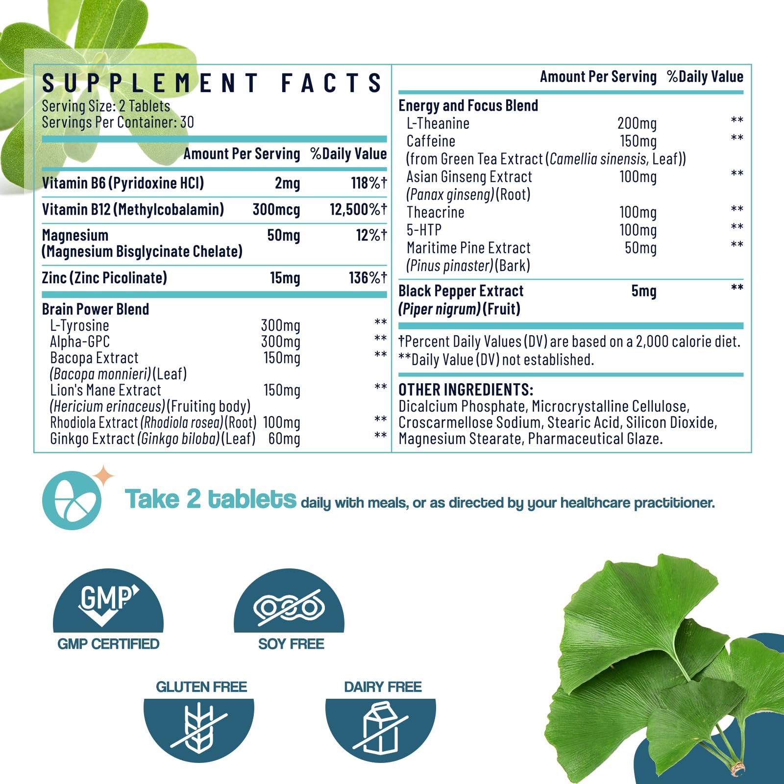 Sapotax 17-in-1 Brain Supplement – Herbal Extracts, Vitamins & Amino Acids (120 Tablets)