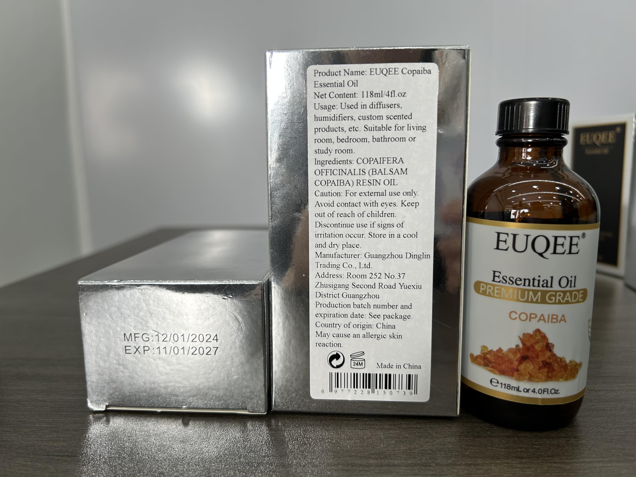 EUQEE Copaiba Essential Oil 118 ml | Pure Copaiba Oil with Dropper
