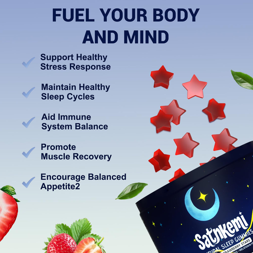 Satnkemi Sleep Gummies for Adults - Melatonin-Free Sleep Aid (Valerian, L-Theanine, Magnesium)