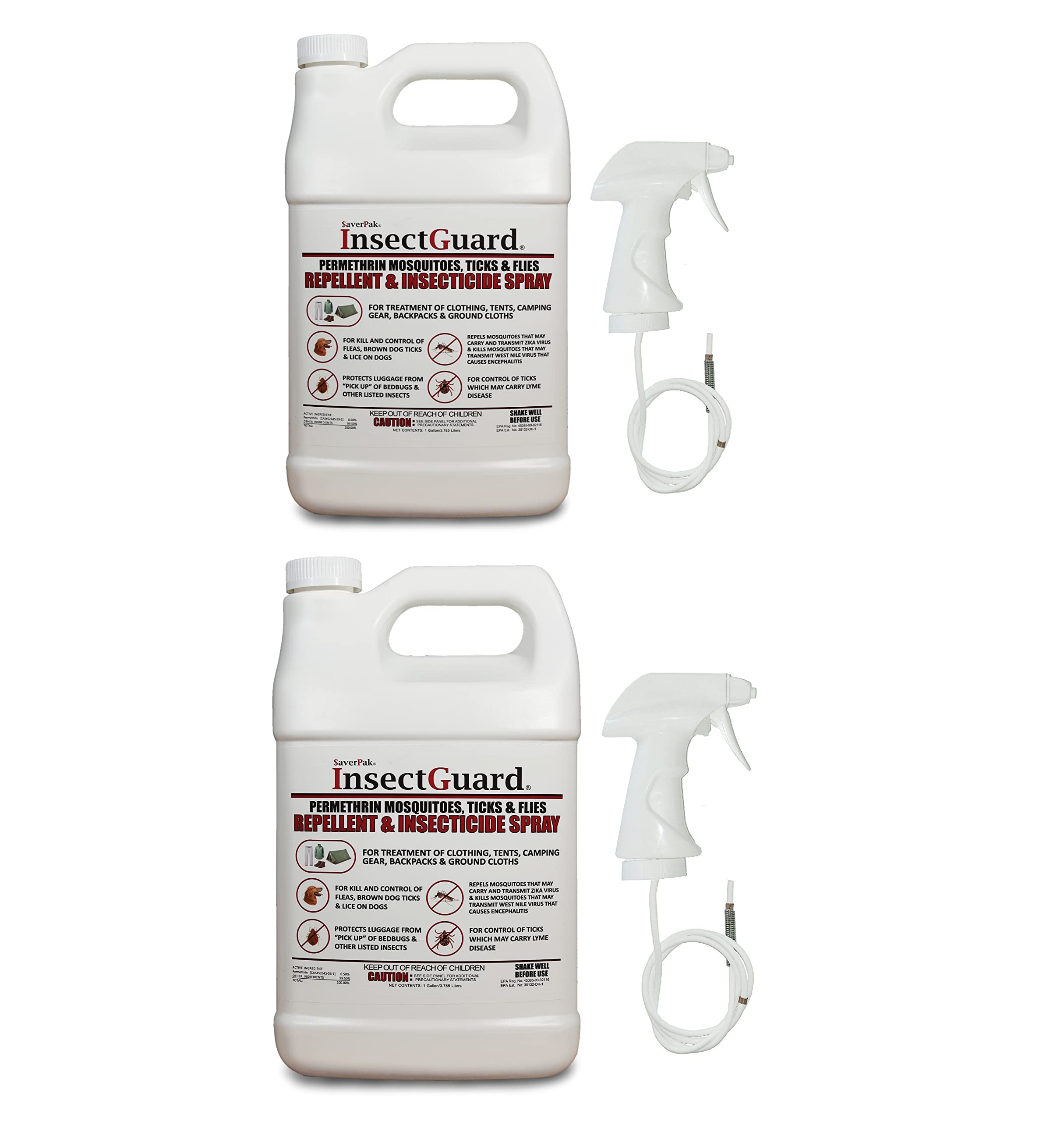 InsectGuard Permethrin Spray by $averPak — Mosquito, Tick & Fly Repellent & Insecticide (Gallon, 2 Pack)