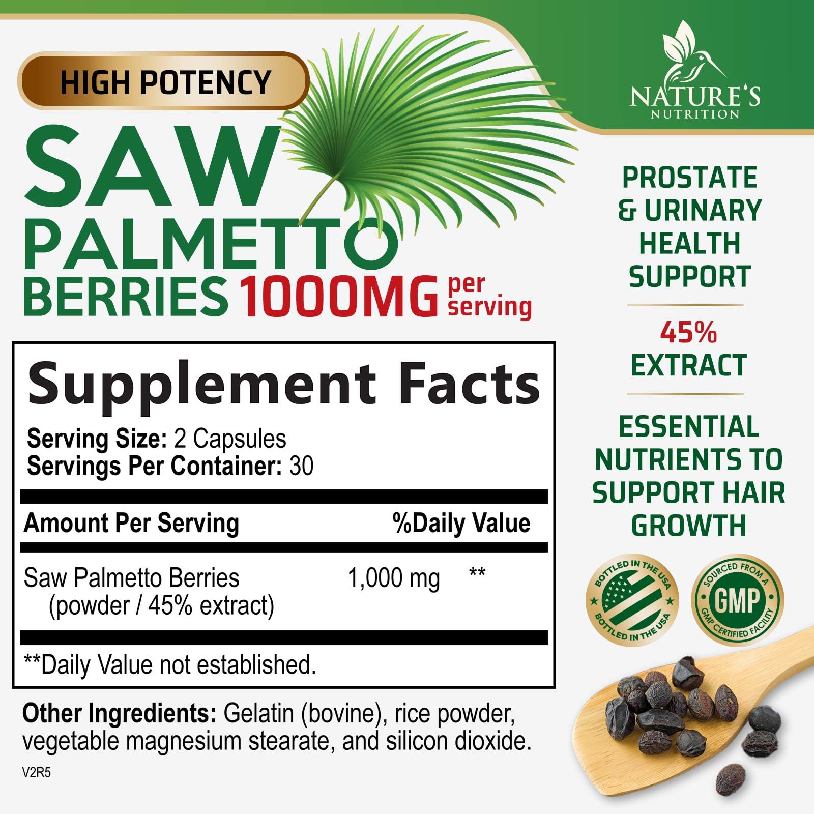 Saw Palmetto for Men 1000MG - 3X Strength Prostate Health Supplement - Herbal Extract Supplement - Prostate Supplements for Men's Health Support, Prostate Urinary & Hair Health Support - 60 Capsules