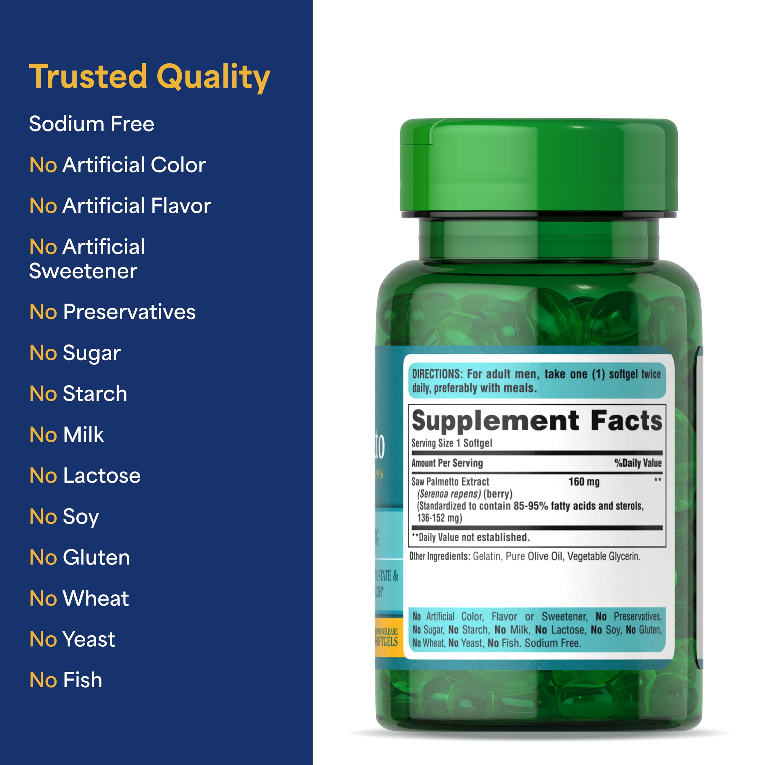 Puritan's Pride Saw Palmetto Extract 160mg – Prostate & Urinary Health | 60 Softgels