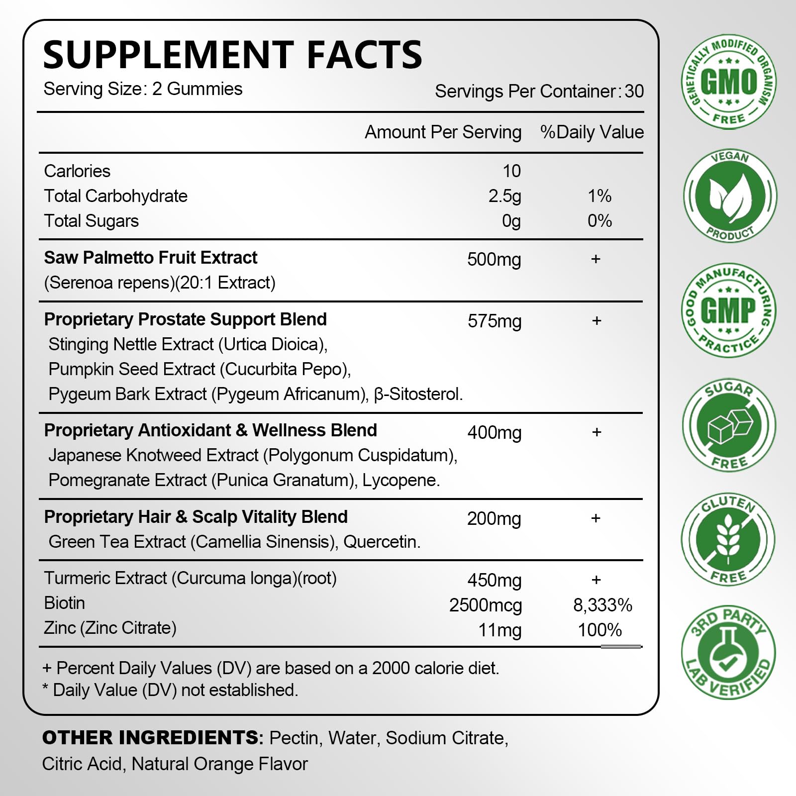 2 Pack Saw Palmetto Gummies for Men – DHT Blocker, Prostate Health & Hair Support, 120ct