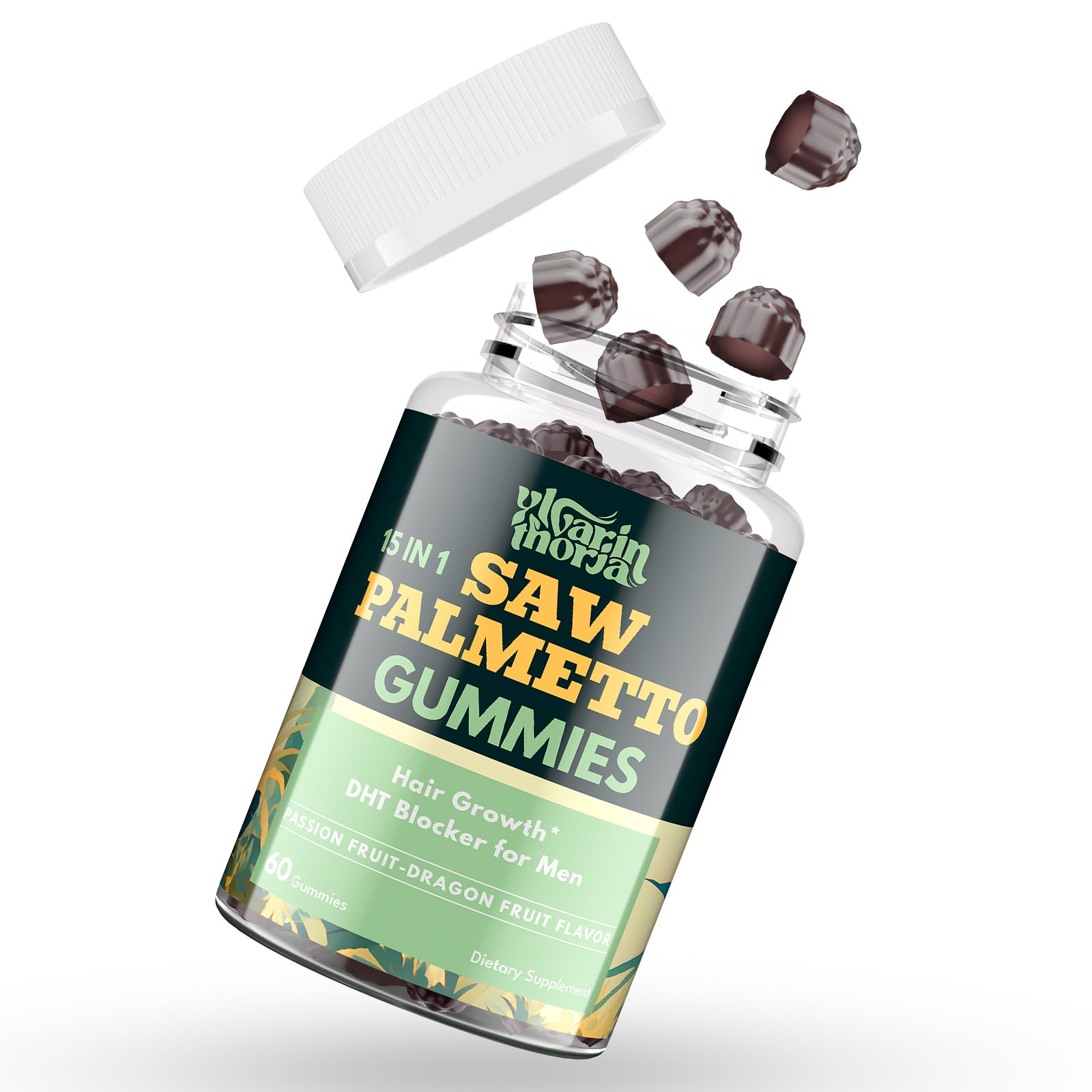 Saw Palmetto Gummies for Men – 600mg DHT Blocker with Biotin & Pumpkin Seed, 60 Gummies