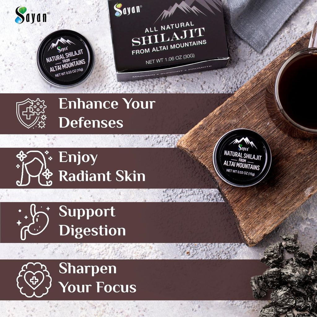 Sayan Pure Altai Shilajit Resin 30g | 4-Month Supply | Organic Fulvic Acid
