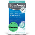 ScarAway Advanced Clear Silicone Scar Sheets (10 Count) – Medical-Grade Silicone Strips for Surgical, Burn, and Hypertrophic Scars