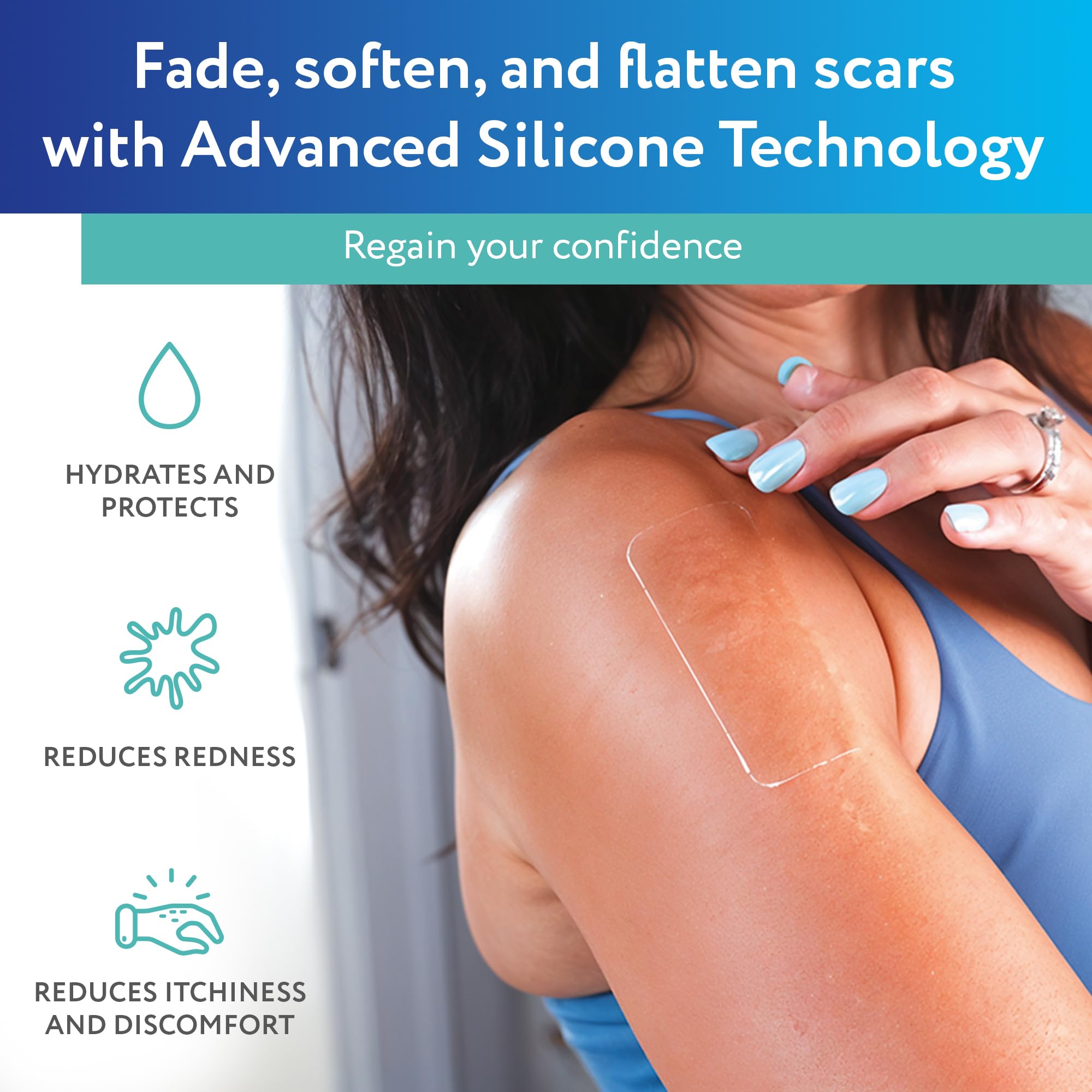 ScarAway Advanced Clear Silicone Scar Sheets (10 Count) – Medical-Grade Silicone Strips for Surgical, Burn, and Hypertrophic Scars