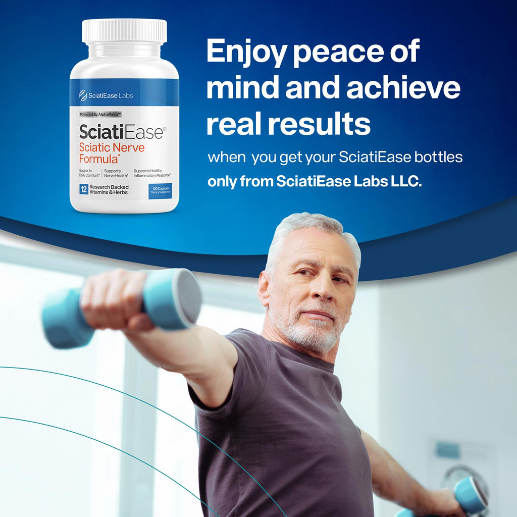 SciatiEase Sciatic Nerve Health Support Supplement – 3 Bottles with AlphaPalm, Pea, B Complex & 300mg Alpha Lipoic Acid