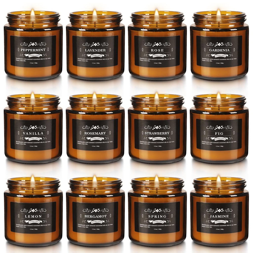 Scented Candle Set 12 Pack – Long-Lasting Soy Wax Candles for Home, Stress Relief & Gift Set