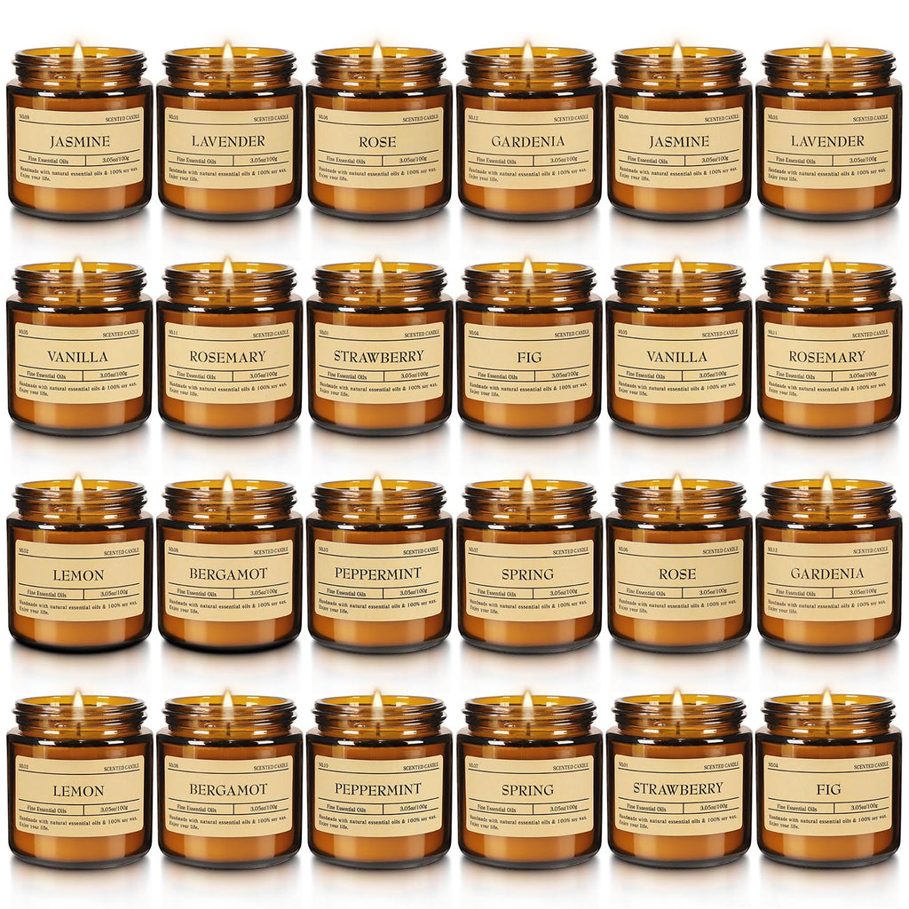 24-Pack Scented Candle Set – Soy Wax, Odor Elimination, Stress Relief Gift