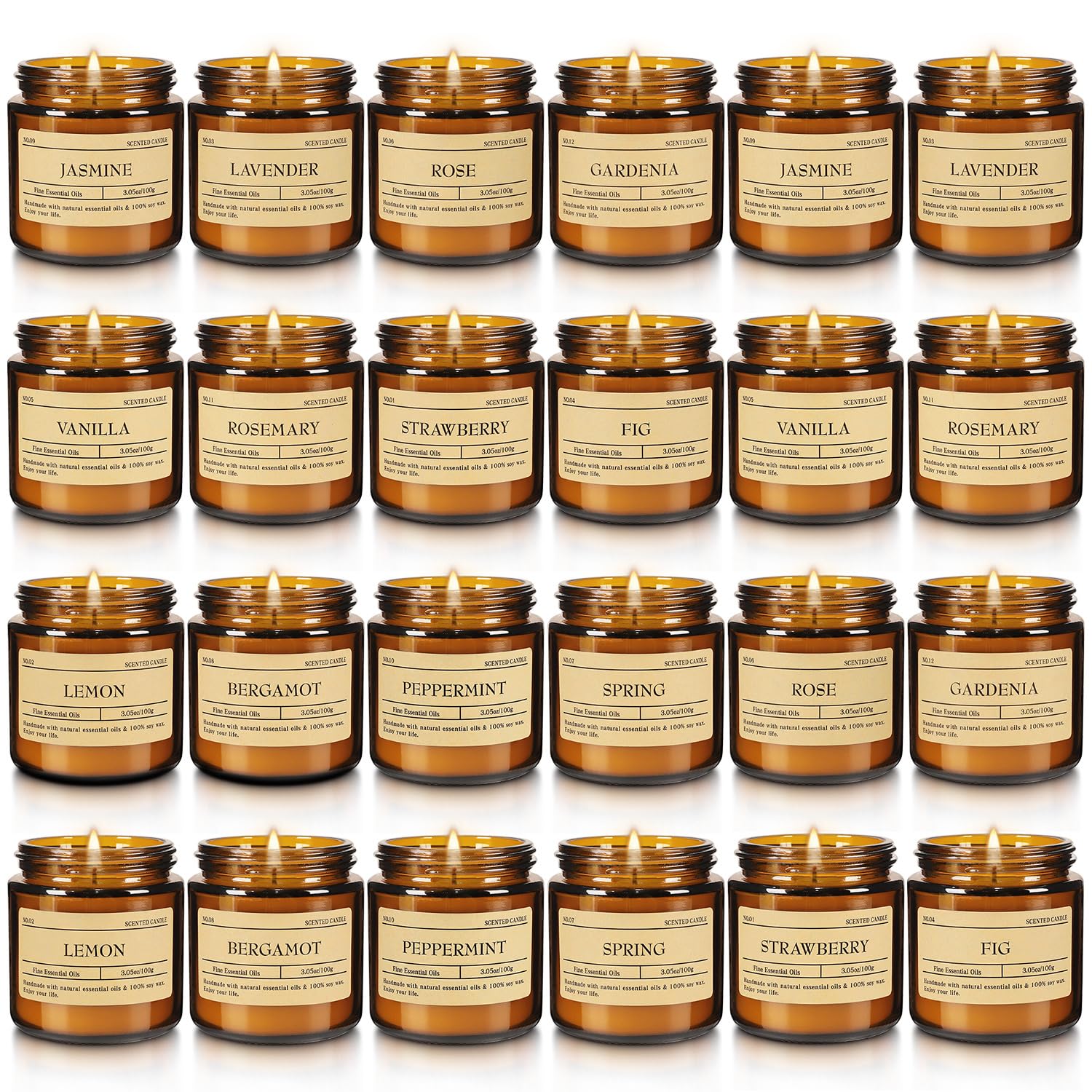 24-Pack Scented Candle Set – Soy Wax, Odor Elimination, Stress Relief Gift