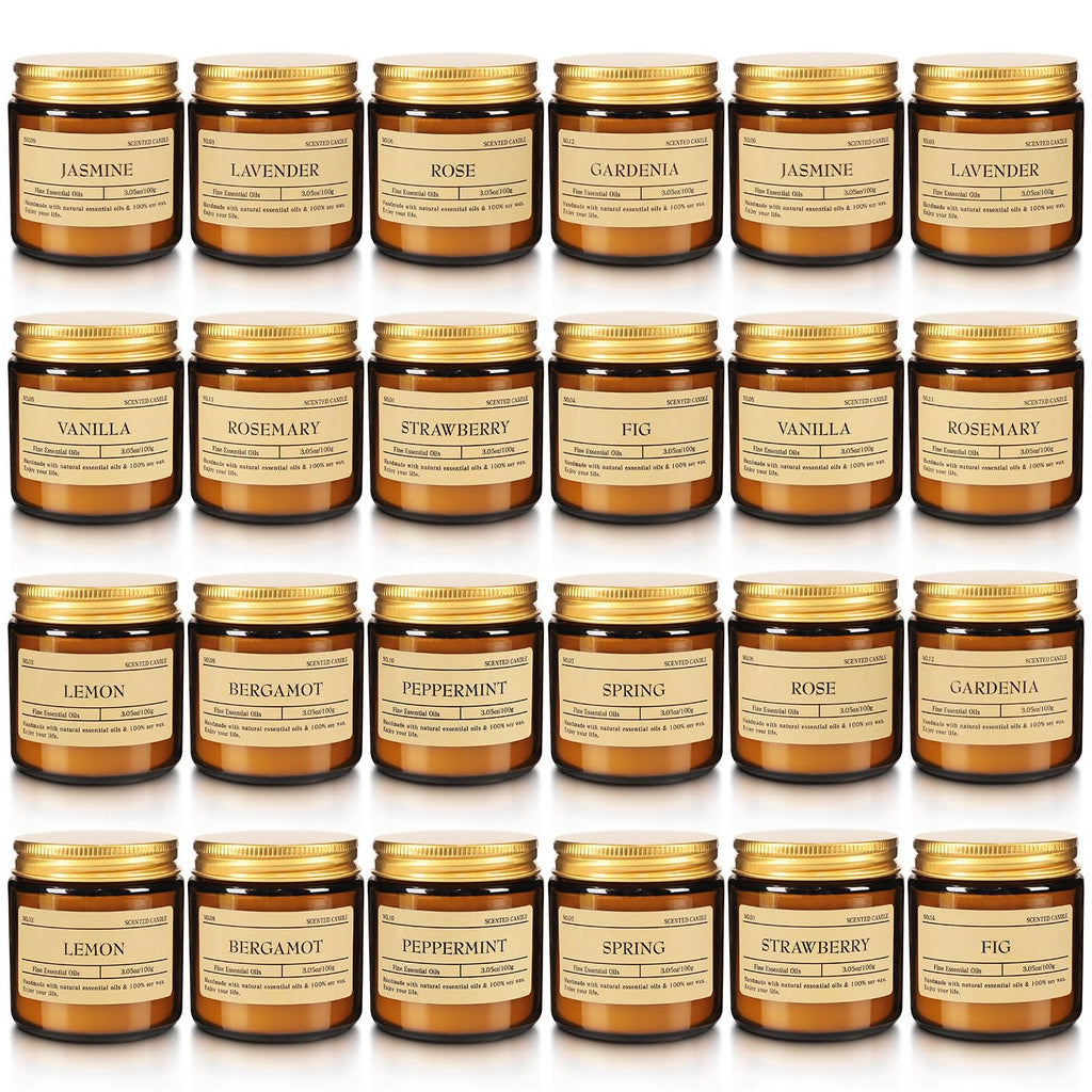24-Pack Scented Candle Set – Soy Wax, Odor Elimination, Stress Relief Gift