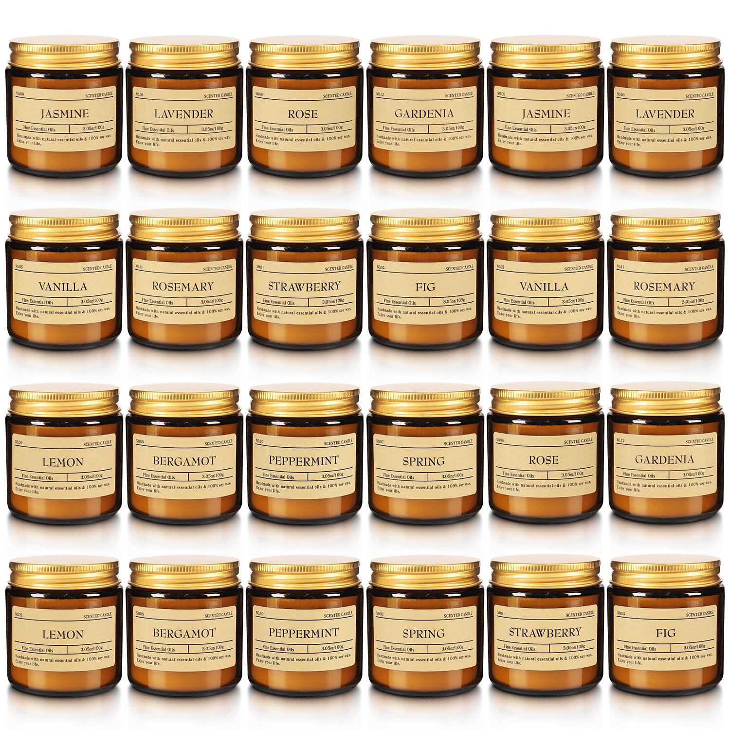 24-Pack Scented Candle Set – Soy Wax, Odor Elimination, Stress Relief Gift