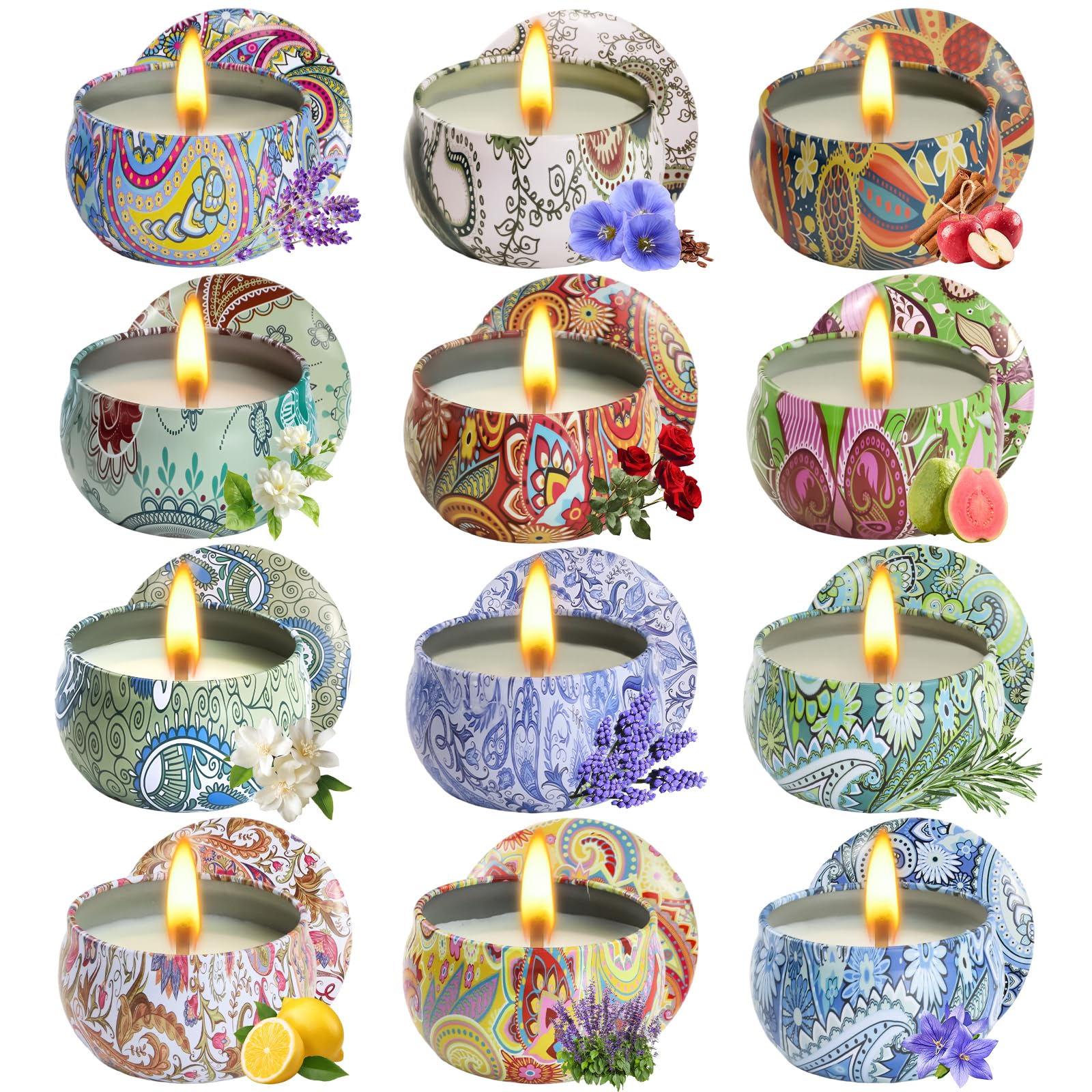 Scented Candles Gifts for Women, 12 Pack Natural Soy Candles for Home Scented, Aromatherapy Candle Set Gift for Women, Men, Friends Birthday, Anniversary