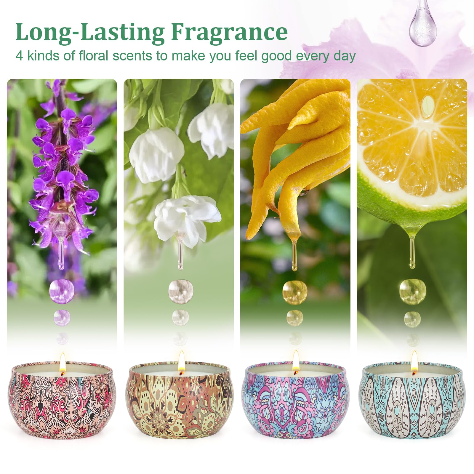 Scented Candles Gifts for Women 4 Pack – Aromatherapy Soy Wax, Up to 90 Hours