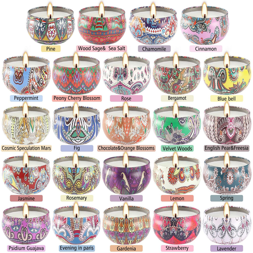 Scented Candles Gift Set – 24-Pack, 2.5 oz Soy Wax Aromatherapy