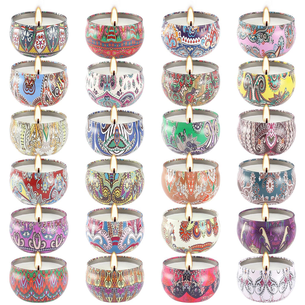 Scented Candles Gift Set – 24-Pack, 2.5 oz Soy Wax Aromatherapy
