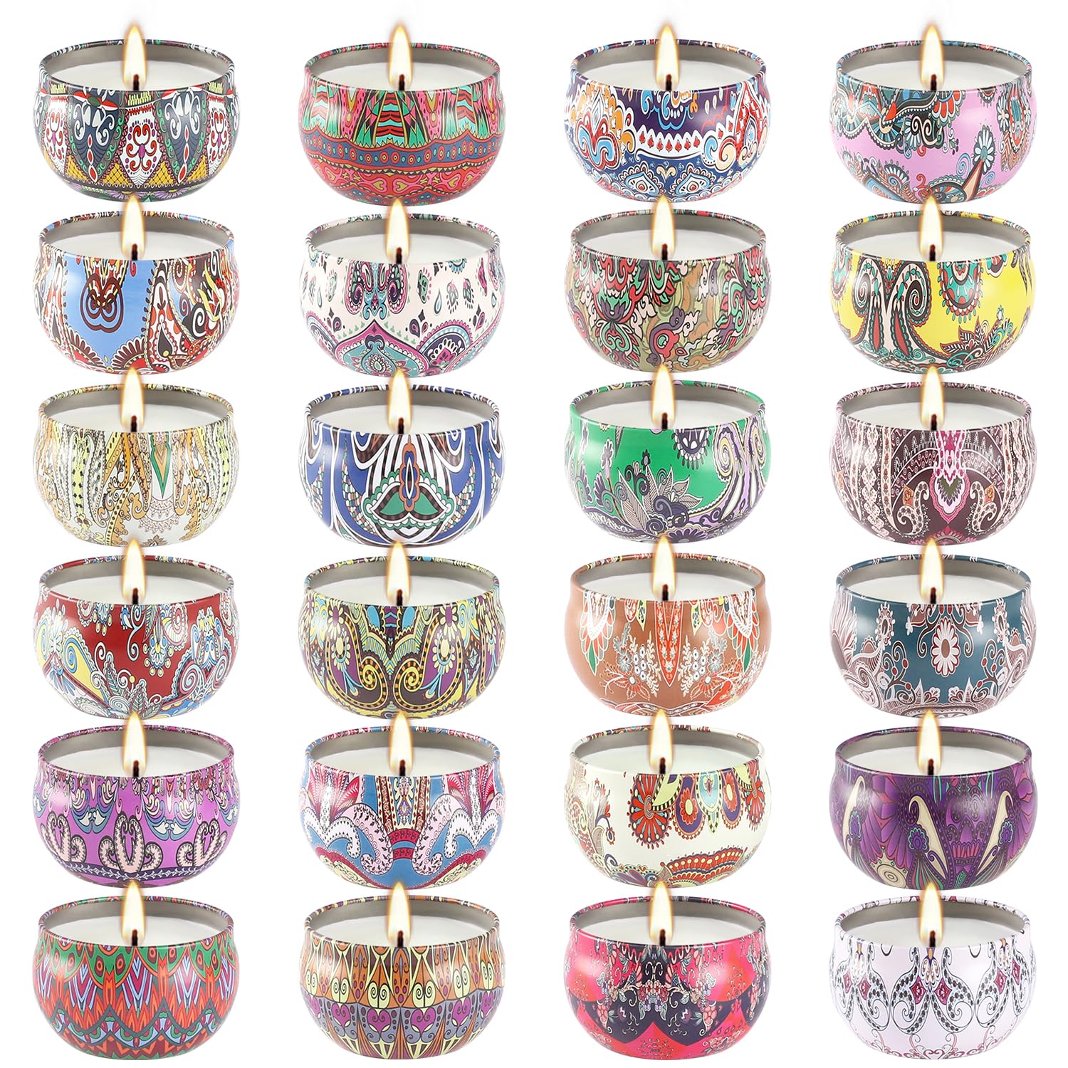 Scented Candles Gift Set – 24-Pack, 2.5 oz Soy Wax Aromatherapy