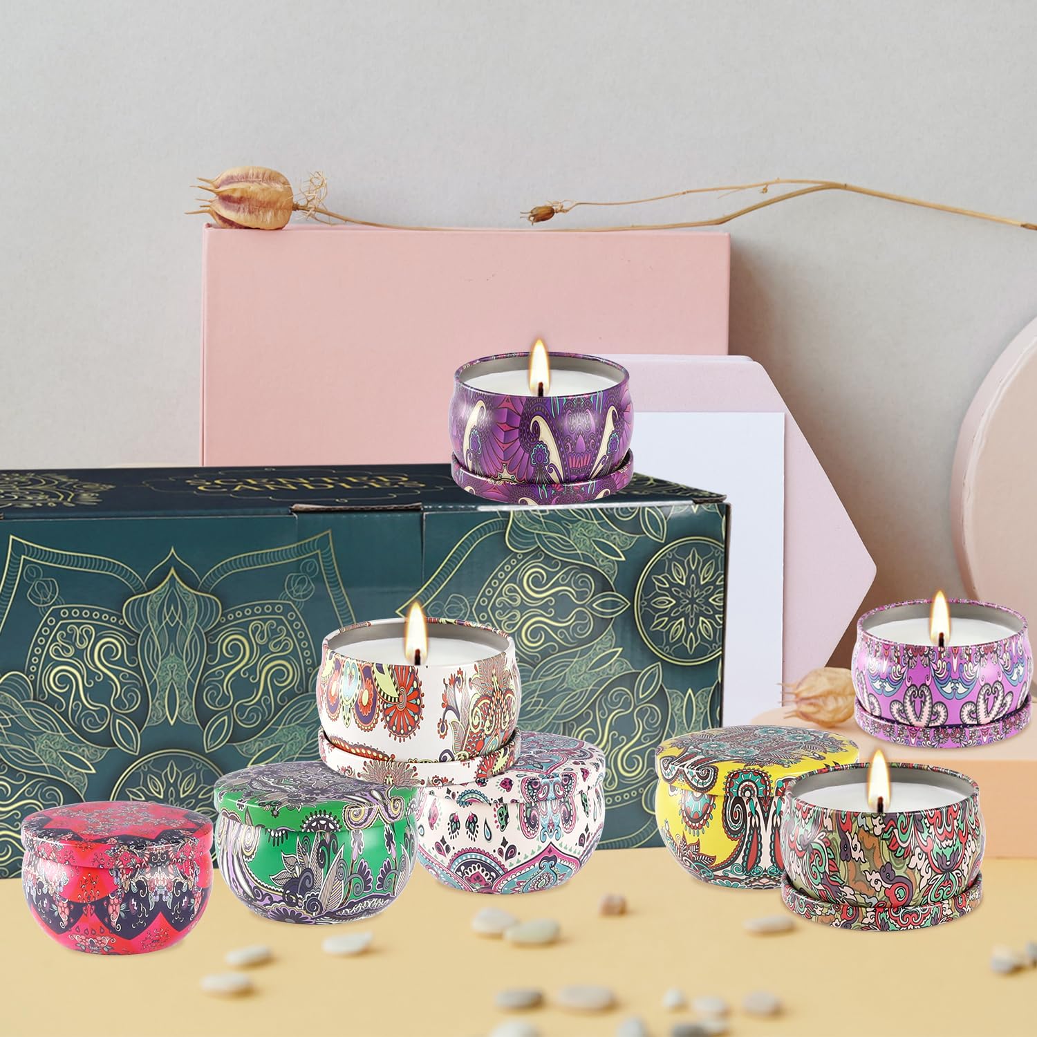 Scented Candles Gift Set – 24-Pack, 2.5 oz Soy Wax Aromatherapy