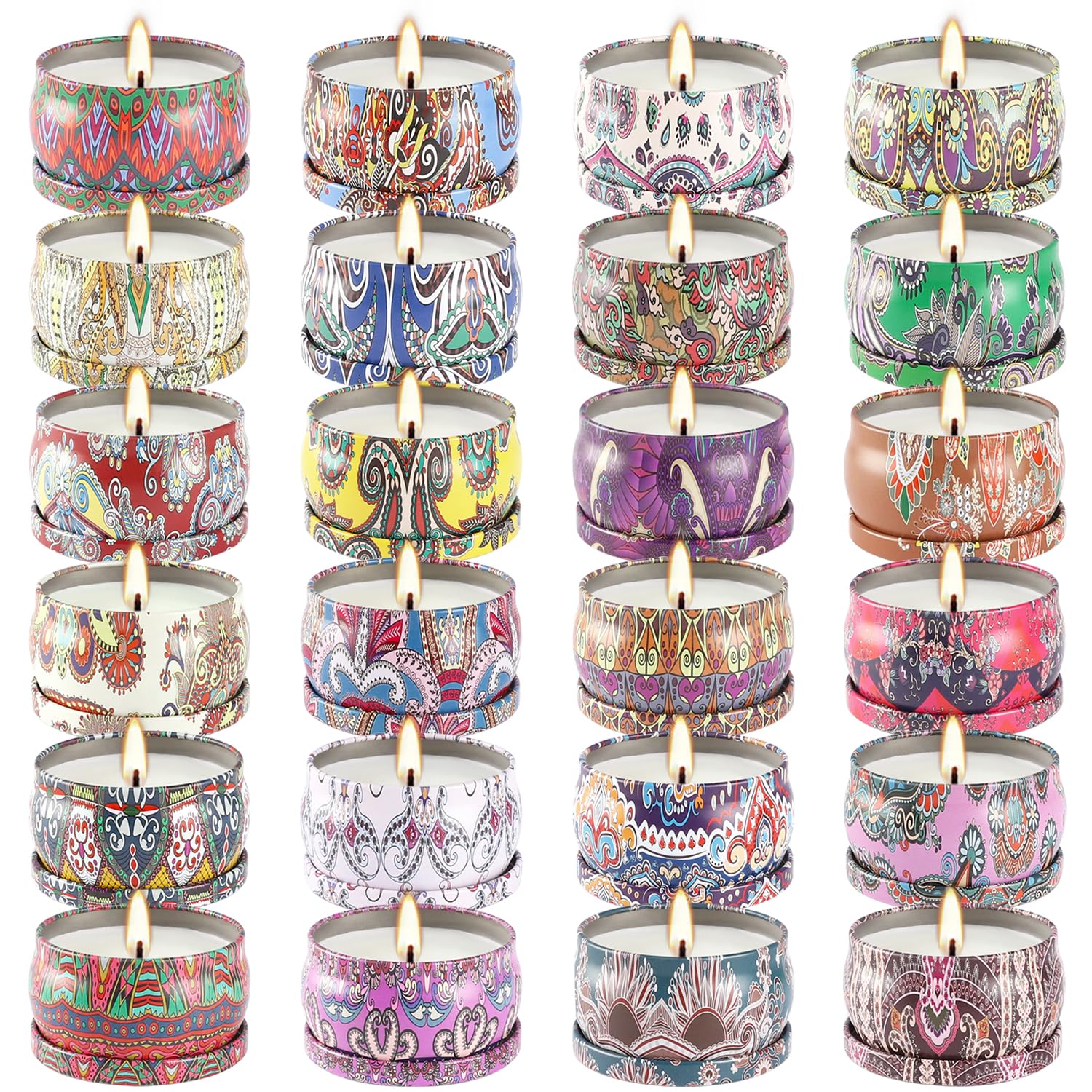Scented Candles Gift Set – 24-Pack, 2.5 oz Soy Wax Aromatherapy