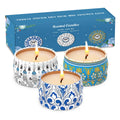 3-Pack Scented Candles Gift Set – 2.5oz Soy Travel Tin Candles (Amber Musk, Lemon, Lavender)