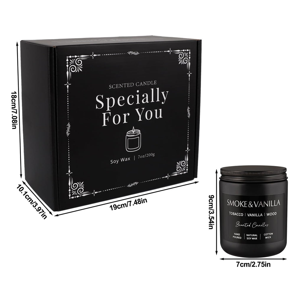 Scented Candles Gift Set - 4 Pack (7oz Each) Soy Wax Aromatherapy Candles | Leather & Smoke, Vanilla Oakmoss, Lavender