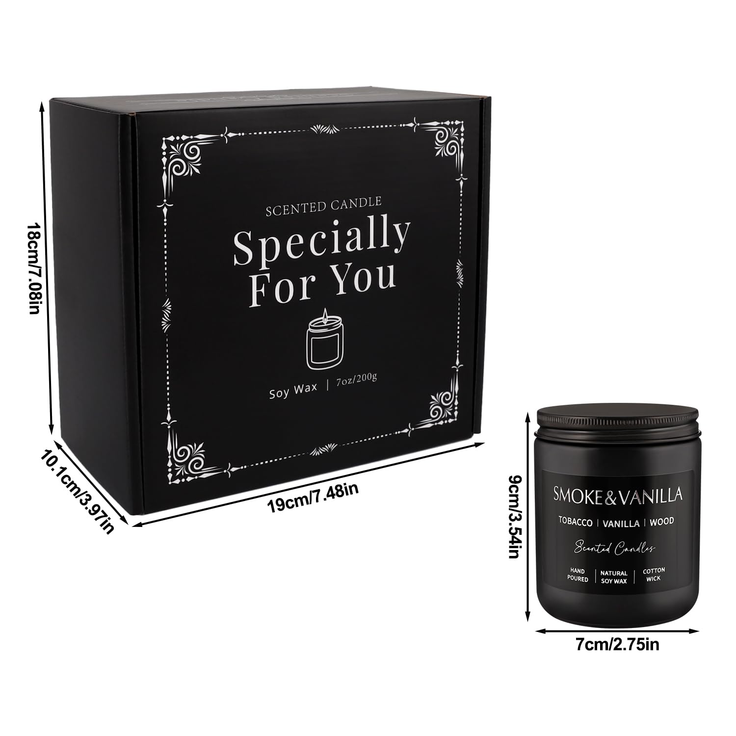 Scented Candles Gift Set - 4 Pack (7oz Each) Soy Wax Aromatherapy Candles | Leather & Smoke, Vanilla Oakmoss, Lavender