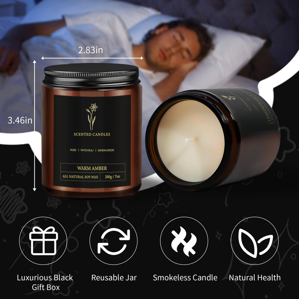 Scented Candles for Men - 4-Pack, 28oz Soy Wax, 300 Hour Burn Time