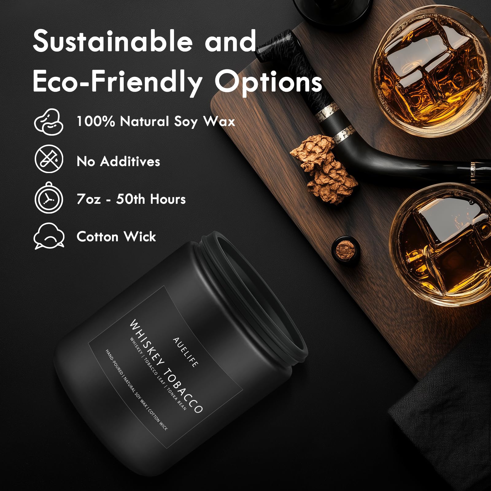 Scented Candles Set – 4-Pack for Men | Caramel Coffee, Whiskey Tobacco, Rum & Oak, Vintage Leather